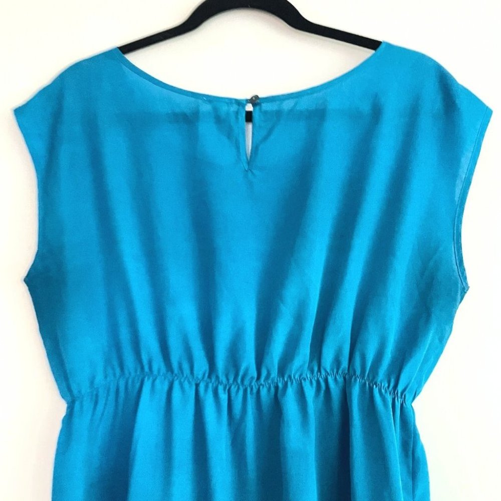 20 Bright blue sleeveless shirt dress  Sz L - Picture 6 of 8